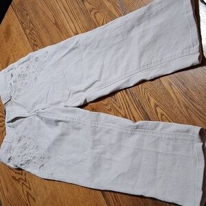 DEMOCRACY Jeans Womens 4 CREME CREAM AB SOLUTION  Preowned Used HEMMED FLORAL